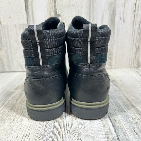 TOMS Black Leather Waterproof Lace-Up Ankle Boots with Lug Sole #1040 - Picture 6 of 11